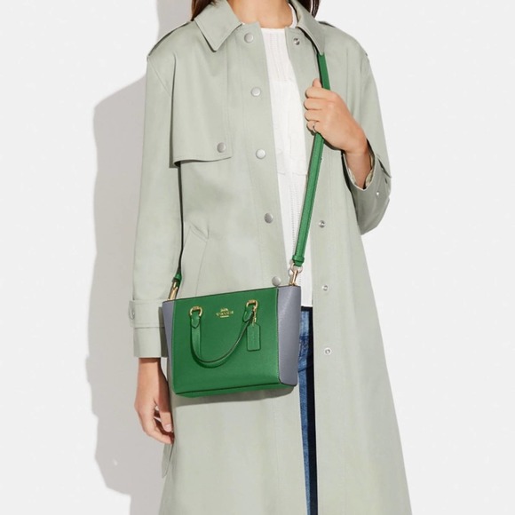 New Coach Alice Satchel in Colorblock / Crossgrain Leather / Green-Grey - Picture 11 of 13